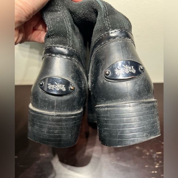 COACH ZENA Suede Rubber Shearling Midcalf Snow Rain Motorcycle Pull on BOOTS 6 - Picture 6 of 10